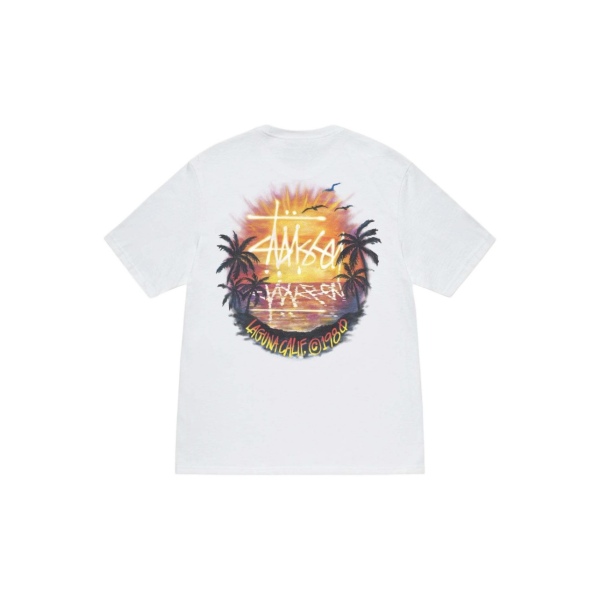 Stussy SS24 Palm Tree Sunset Print Crew Neck T-shirt