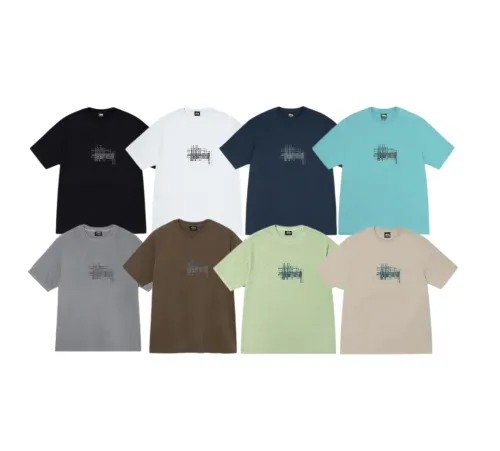 Stussy Patterned Ribbed Collar Loose Short Sleeve T-shirt