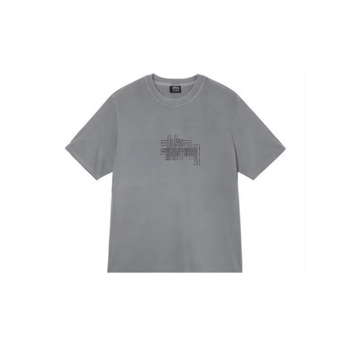 Stussy Patterned Ribbed Collar Loose Short Sleeve T-shirt