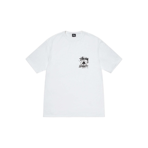 Stussy Letter & Skull Print Casual Crew Neck T‑shirt