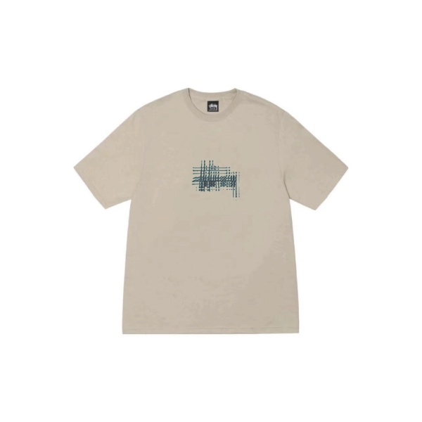 Stussy Patterned Ribbed Collar Loose Short Sleeve T-shirt