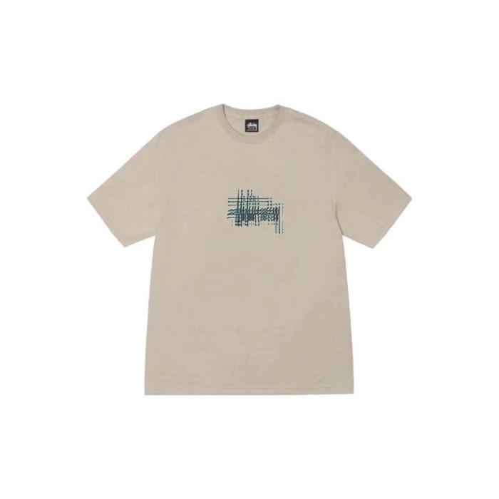 Stussy Patterned Ribbed Collar Loose Short Sleeve T-shirt