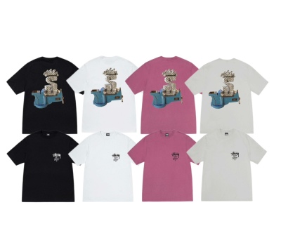 Stussy Ribbed collar with machine-inspired pattern T-Shirt