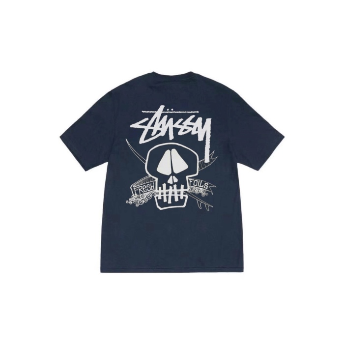 Stussy Letter & Skull Print Casual Crew Neck T‑shirt