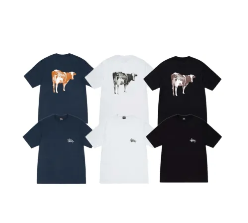 Stussy SS24 Cow Animal Print Drop Shoulder Crew Neck T-shirt