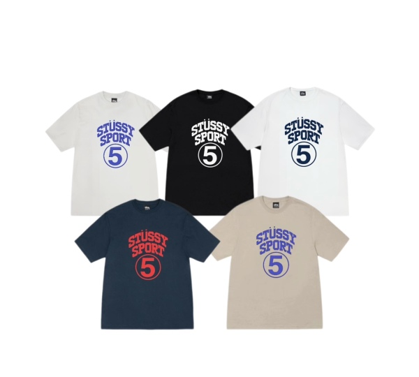 Stussy FW24 Men's SPORT Logo Print Crew Neck T-shirt