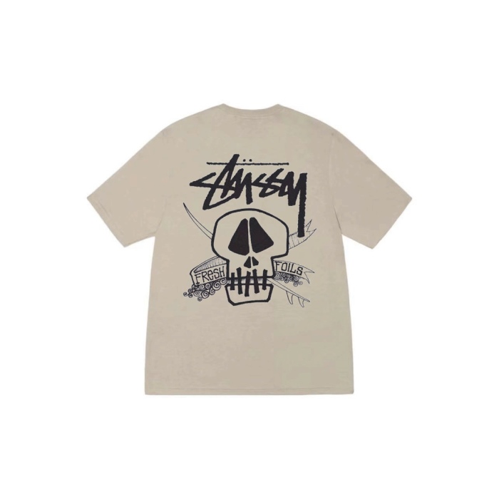 Stussy Letter & Skull Print Casual Crew Neck T‑shirt