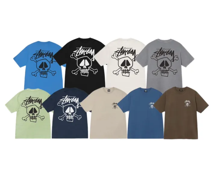 Stussy Skull Print Crew Neck Short Sleeve T-shirt