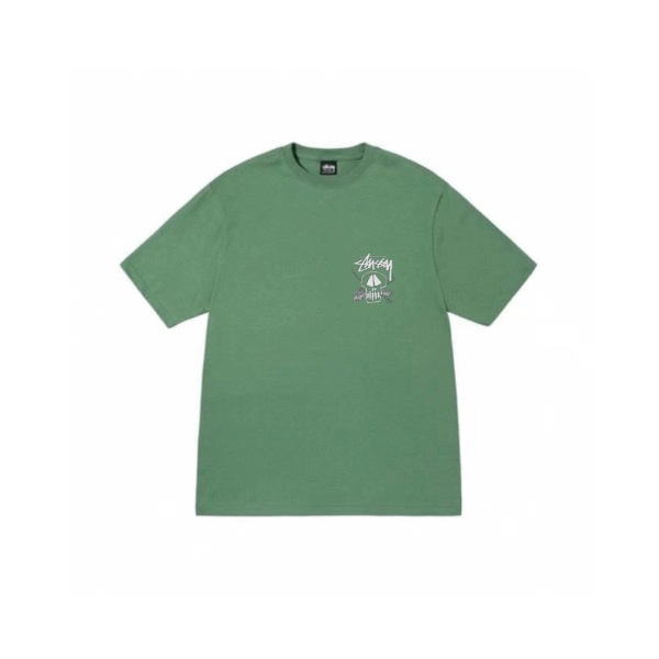 Stussy Letter & Skull Print Casual Crew Neck T‑shirt