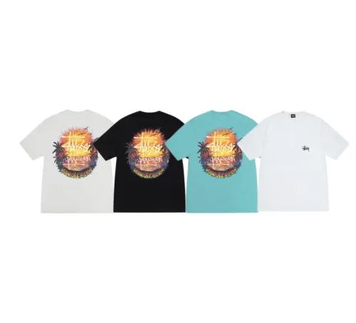 Stussy SS24 Palm Tree Sunset Print Crew Neck T-shirt