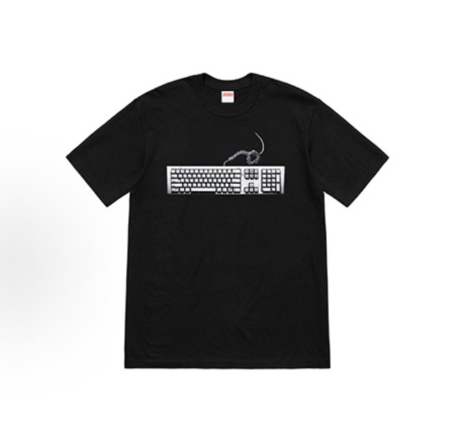 Supreme Navy Keyboard Print  T-Shirt