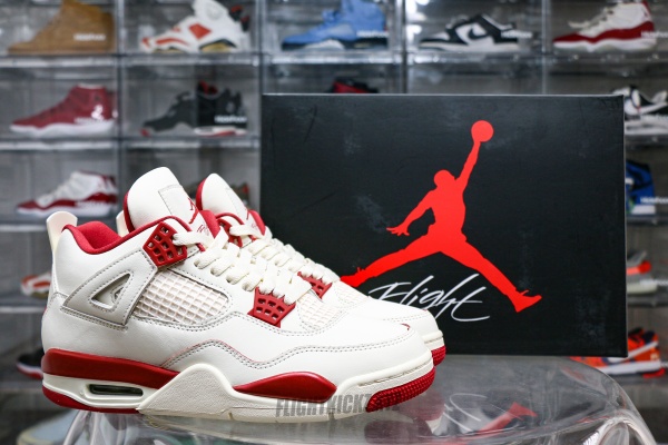 Jordan 4 Retro Pale Ivory Sierra Red  WMNS