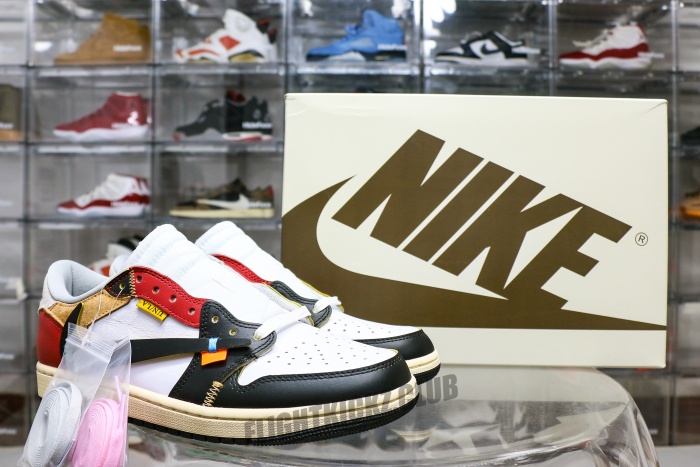 Off-White x Travis Scott x Union LA x Air Jordan 1 Low Black Whirt  Red