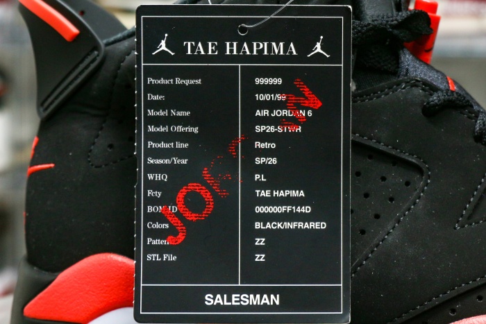 Air Jordan 6 Reverse Saleman Reverse Infrared 2026 (A1)