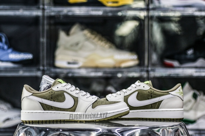 Travis Scott x Air Jordan 1 Low Golf Neutral Olive GS（A1）