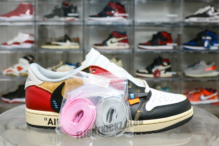 Off-White x Travis Scott x Union LA x Air Jordan 1 Low Black Whirt  Red