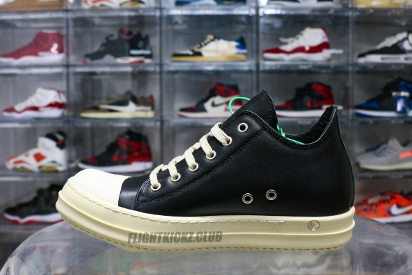 R!ck Owens Concordians Low Sneaks Full Grain Cow Leather Black Milk