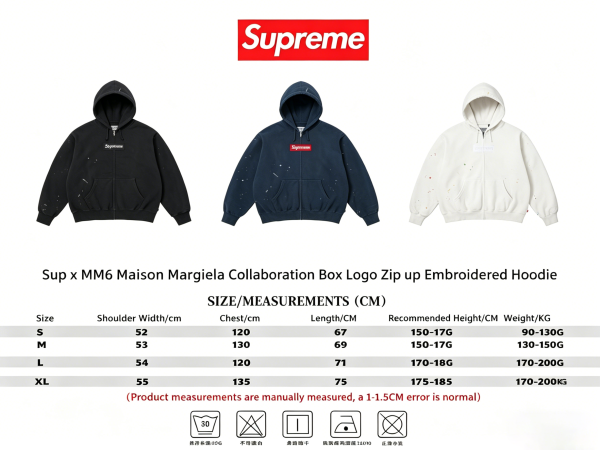 Supreme MM6 Maison Margiela Box Logo Zip Up Hooded Sweatshirt