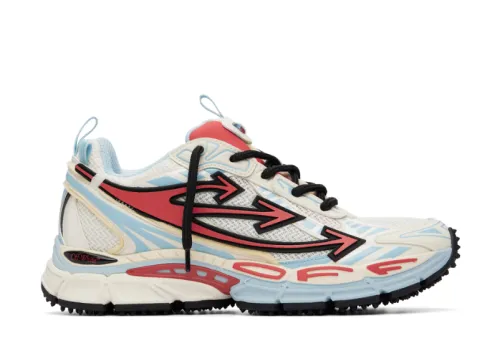 Off-White White & Blue 'Be Right Back' Mesh Sneakers