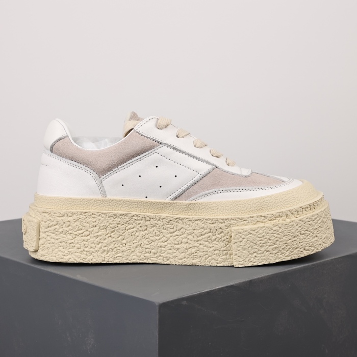 Maison Margiela MM6 Panelled Platform Sneakers ‘White Silver Birch’.