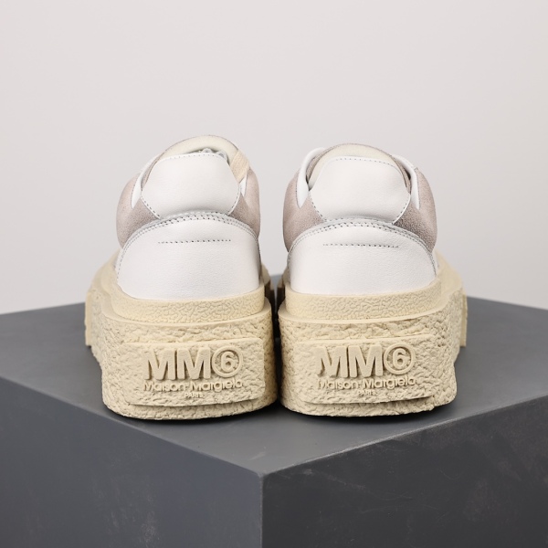 Maison Margiela MM6 Panelled Platform Sneakers ‘White Silver Birch’.