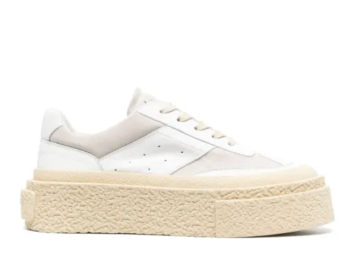 Maison Margiela MM6 Panelled Platform Sneakers ‘White Silver Birch’.
