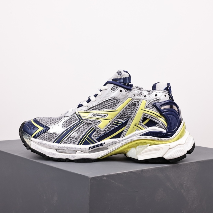 Balenciag* Runner Sneaker White Blue Yellow Grey Black