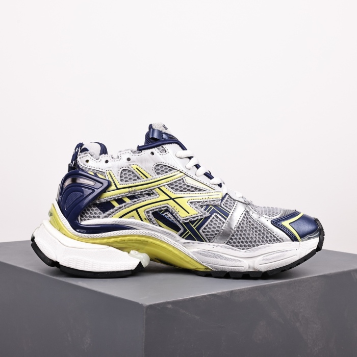 Balenciag* Runner Sneaker White Blue Yellow Grey Black