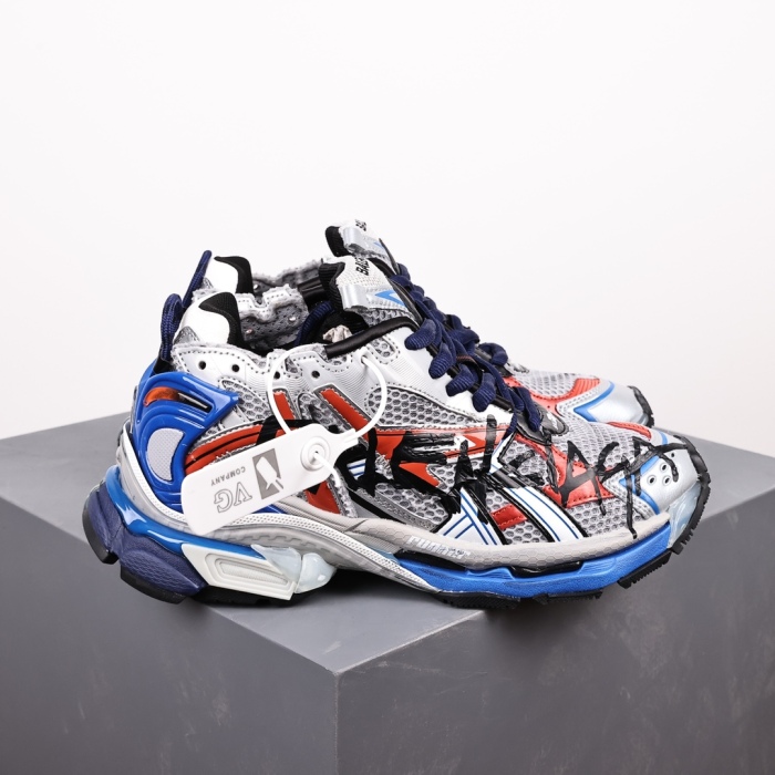 Balenciag* Runner Sneaker Graffiti Grey Blue Red Black