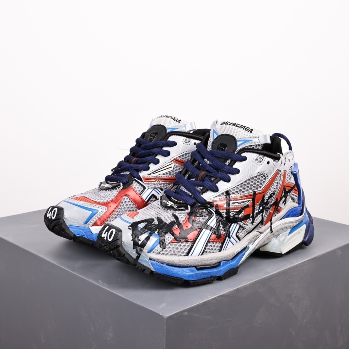 Balenciag* Runner Sneaker Graffiti Grey Blue Red Black