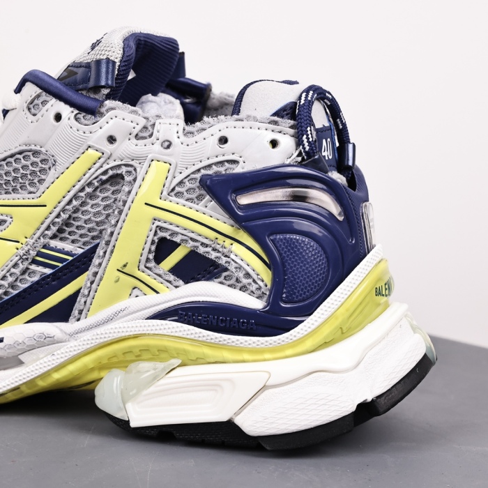 Balenciag* Runner Sneaker White Blue Yellow Grey Black