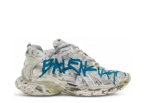 Balenciag* Runner Graffiti White Blue