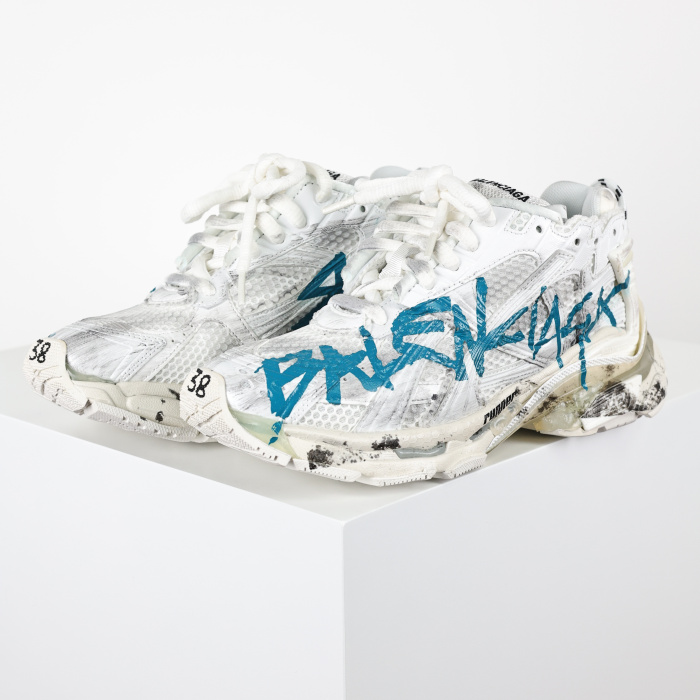 Balenciag* Runner Graffiti White Blue