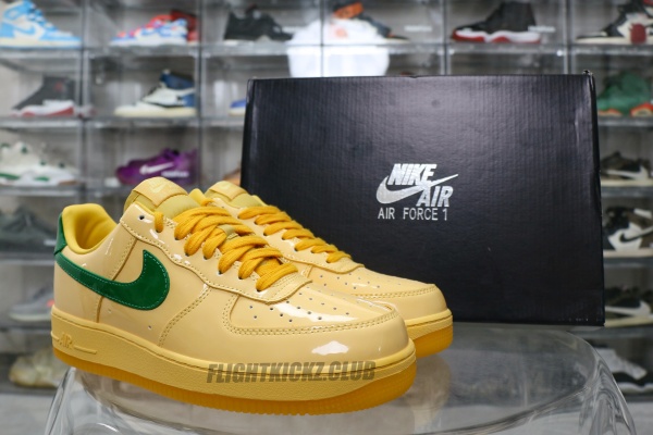Nike Air Force 1 Low  Patent Leather Topaz Gold Pine