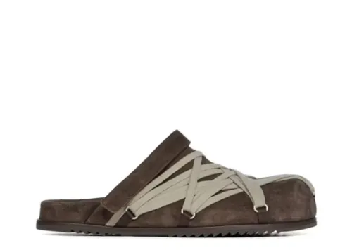 R!ck Owens Concordians Megalace Suede Leather Mule Granola