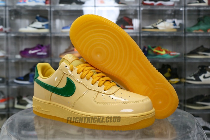 Nike Air Force 1 Low  Patent Leather Topaz Gold Pine