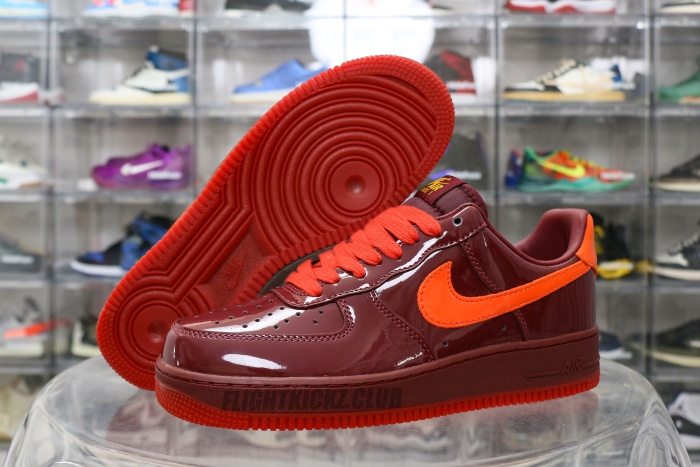 Nike Air Force 1 Low  Patent Leather Dark Team Red Safety Orange