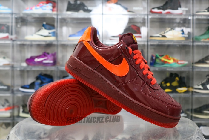 Nike Air Force 1 Low  Patent Leather Dark Team Red Safety Orange