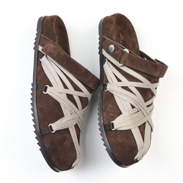 R!ck Owens Concordians Megalace Suede Leather Mule Granola