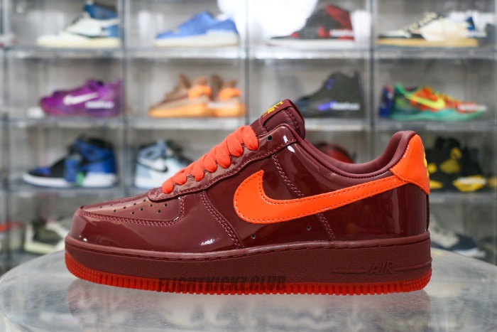 Nike Air Force 1 Low  Patent Leather Dark Team Red Safety Orange