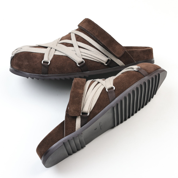 R!ck Owens Concordians Megalace Suede Leather Mule Granola