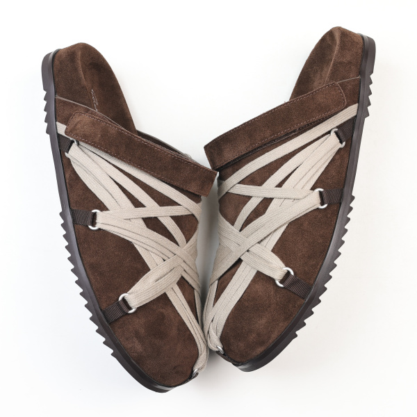 R!ck Owens Concordians Megalace Suede Leather Mule Granola