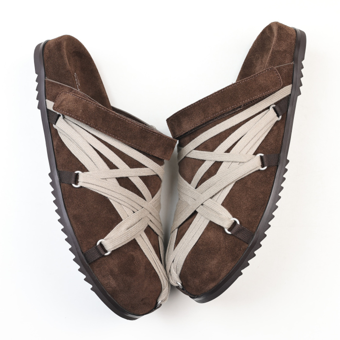 R!ck Owens Concordians Megalace Suede Leather Mule Granola