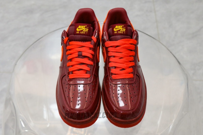 Nike Air Force 1 Low  Patent Leather Dark Team Red Safety Orange