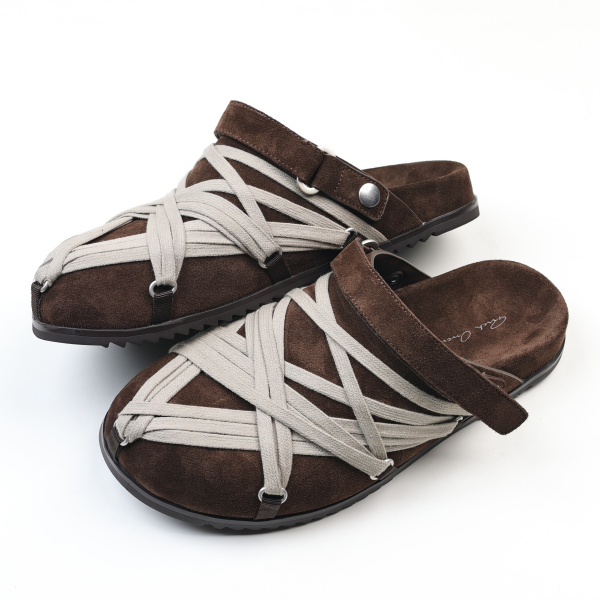 R!ck Owens Concordians Megalace Suede Leather Mule Granola