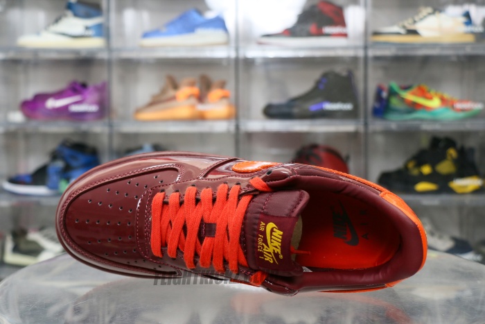 Nike Air Force 1 Low  Patent Leather Dark Team Red Safety Orange