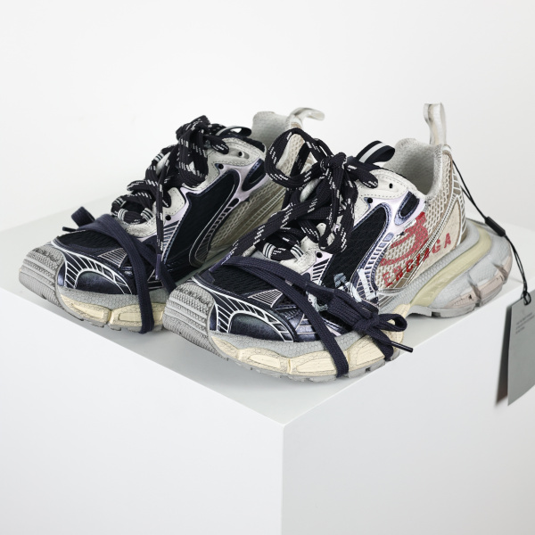 Balenciaga 3XL Split Logo sneakers in a white, red, and navy colorway