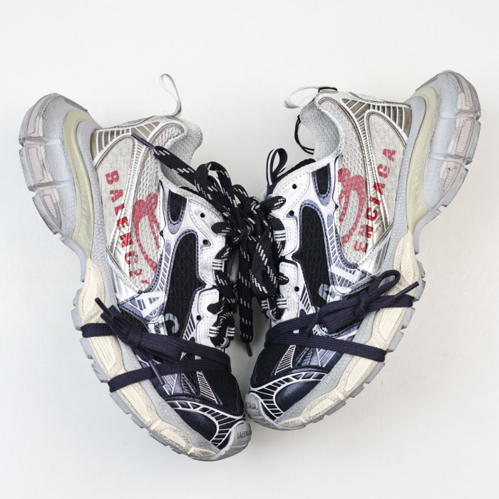 Balenciaga 3XL Split Logo sneakers in a white, red, and navy colorway