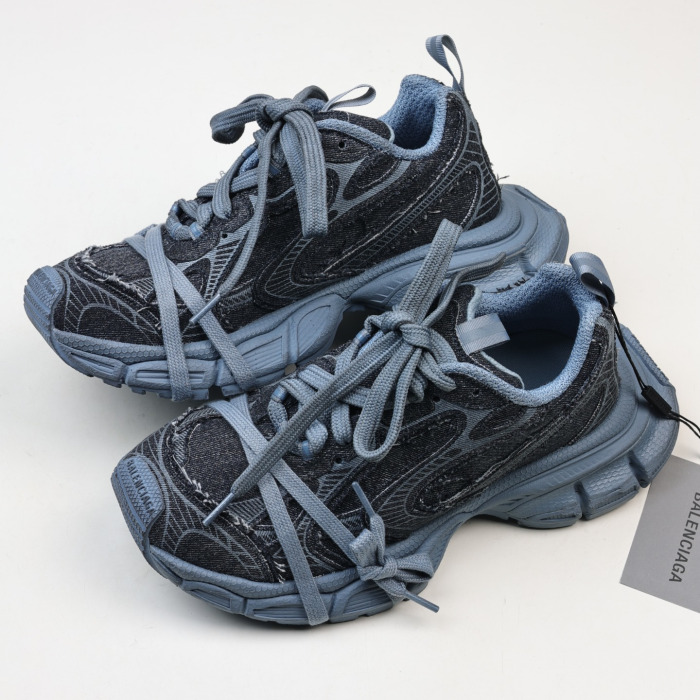 Balenciaga 3XL Distressed lace-up Sneakers Blue