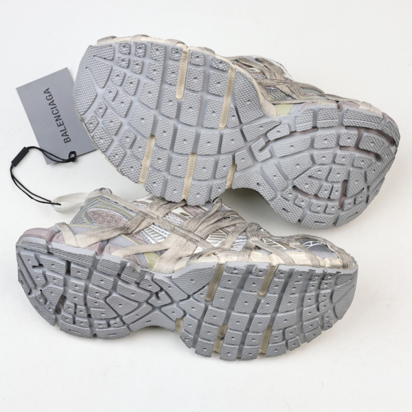 Balenciaga Gray & Off-White 3XL Fishnet Sneakers